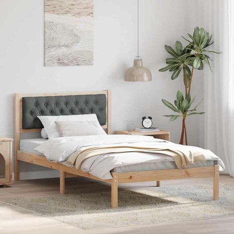 Bettrahmen Dunkelgrau 100 x 200 cm Massives Kiefernholz