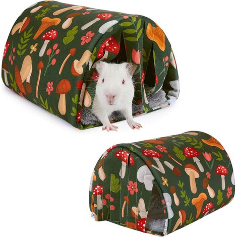 Cachette pour cochons d'Inde avec rideau et tunnel, adaptée aux cochons d'Inde, hamsters, chinchillas et plus encore (1/5)