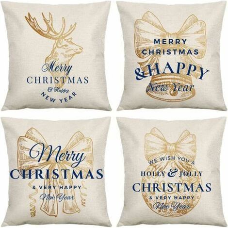 Pr 4PCS Christmas Theme Cushion Cover,Snowflake Pillowcase,Christmas Pillowcase,Christmas Cushion Cover,Christmas Pillowcase for Sofa (1/5)
