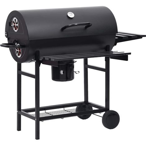 Maison Exclusive - Barbecue a Barile con Ruote e Ripiani Acciaio Nero 115x85x95 cm