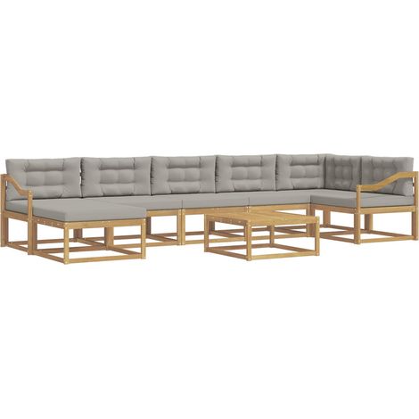 Conjunto de sofás de exterior 8 pcs Blanco y Gris Claro vidaXL