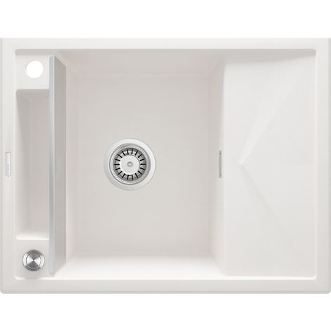 Magnetische Granitspüle, 1 Becken, mit Abtropffläche, Alabasterstahl, ZRM A11A (1/3)