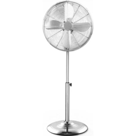 Ventilatore a piantana in acciaio cromato con 4 pale a 3 velocità con diametro 40xH140 cm (1/3)