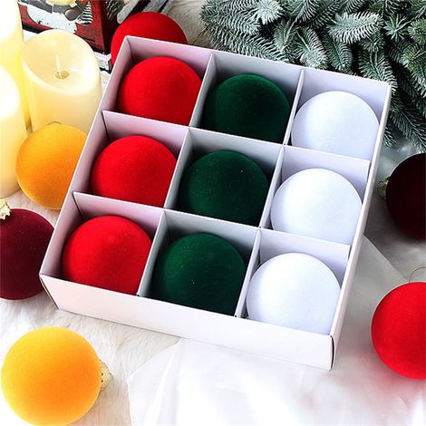 Boules De Noël - Boules En Plastique Floquées - Décoration Arbre De Noël - Diamètre 8 Cm - Couleur Brun - Lot De 9 (1/5)