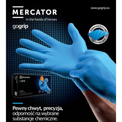 Gants en nitrile bleus Mercator GoGrip, 50 pièces, taille XXL (1/4)