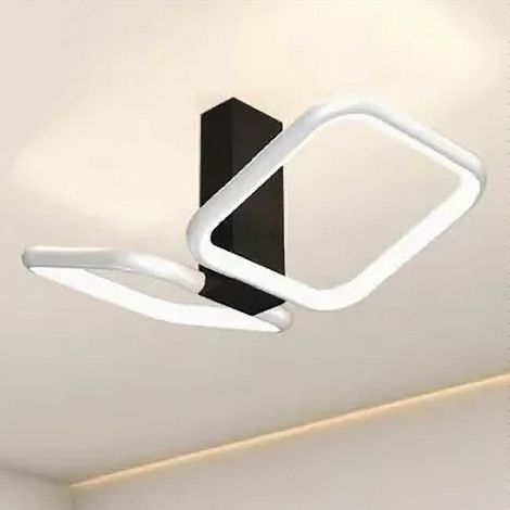 TRADE SHOP - Plafoniera Led 20w 2 Quadrati Bianco Design Moderno Lampadario Da Soffitto 50568 -