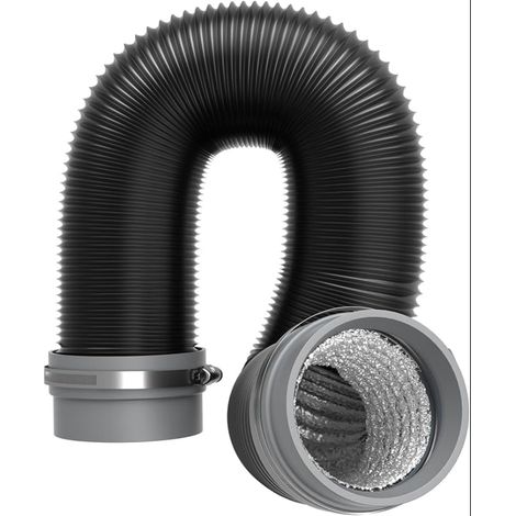Tuyau d’évacuation d’air 75 mm 2,5 m raccord souple gaine de ventilation flexible 4 couches PVC aluminium 4 colliers pliable et découpable sèche-linge hotte VMC (1/4)