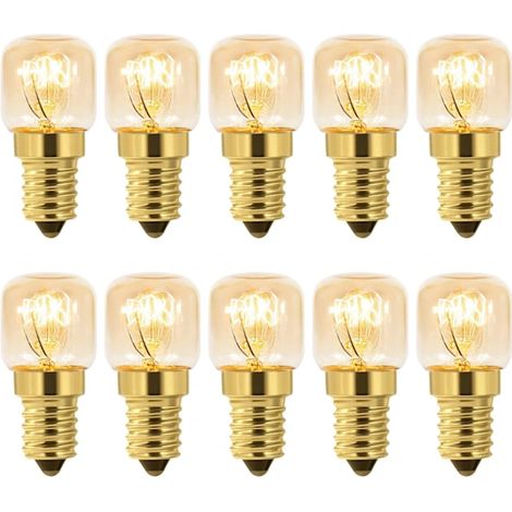 Confezione da 10 lampade di sale da 15W con attacco E14, luce bianca calda, ideali per il forno. (1/2)