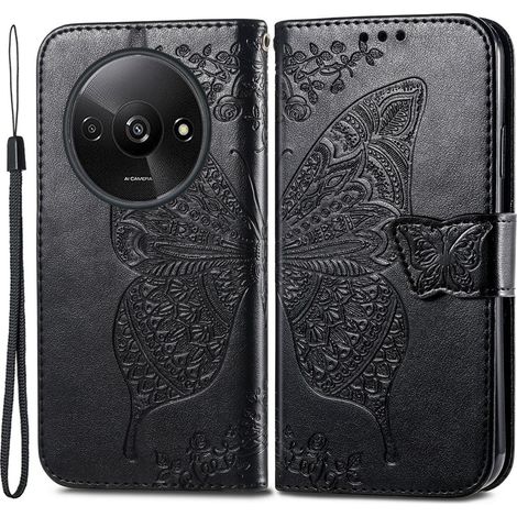 Klapphülle für Xiaomi Redmi A3, Schmetterling, schwarz (1/5)