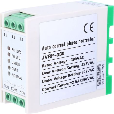 Relais De Détection De Tension Et De Correction Automatique De Phase - Surveillance De Sécurité Pour Circuit Triphasé - 1 Pièce (1/5)