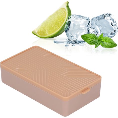 Bac à glaçons 18 compartiments en silicone alimentaire à démoulage facile, avec couvercle, pour la maison, les cafés et les restaurants (orange). (1/5)