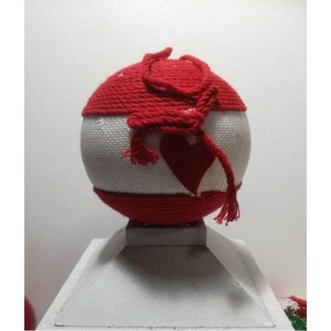 Palline bianca e rossa con corda ricamata decorazioni da addobbi natalizi per albero di natale d 10 cm (1/5)