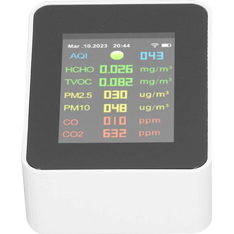 Détecteur qualité air 9 en 1 avec WiFi écran LCD couleur compteur multifacteur intérieur pour PM2.5 PM10 HCHO CO CO2 (1/5)