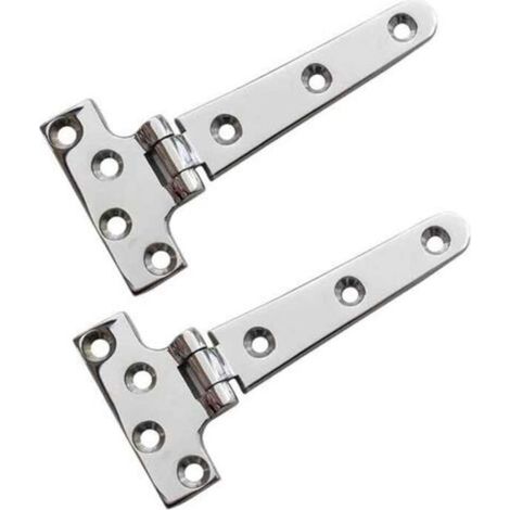 2 Pieces Marine Door Hinges Stainless Steel T-Strap Hinge Set for Boat and Yacht Furniture (100 x 54mm) (1/4)