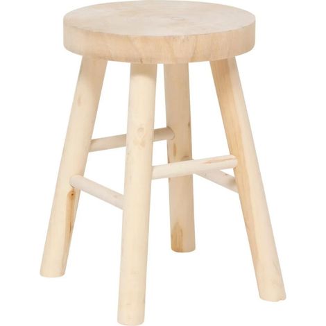 Tabouret d'Appoint en Bois "Nyar" 41cm Naturel (1/3)