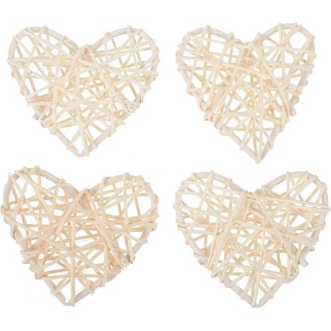 4 Pièces Décoration Cœur Rotin Tressé Léger Creux 9 Cm Ornement Suspendu pour Mariage Saint Valentin Ambiance Romantique (1/5)