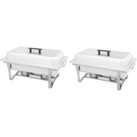vidaXL Ensemble de chauffe-plats 2 pcs Acier inoxydable (1/5)