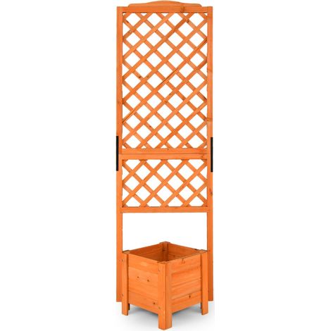Fioriera rialzata con traliccio 54,5 x 52 x 180 cm design versatile per piante rampicanti in legno di abete arancione 200020073