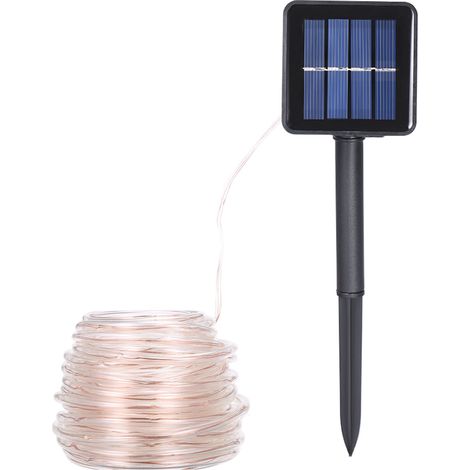 Guirlande lumineuse solaire tube transparente 22M 200 LED 8 modes IP67 étanche fil cuivre économique déco extérieure (1/5)