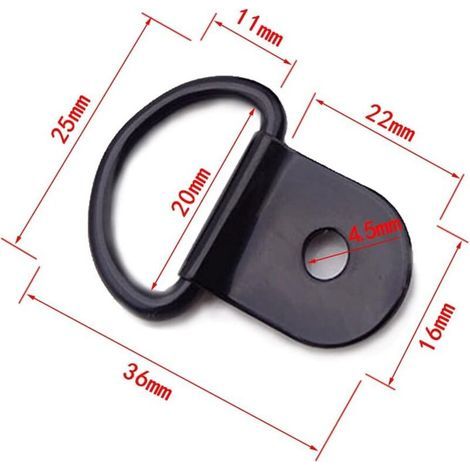 Anneaux D'arrimage à Anneau en D 20 Pièces Anneau d'Arrimage en Acier Inoxydable Anneaux Arrimage pour Remorques Machinerie Lourde Outils Électriques Camping 36x25mm Noir (1/3)