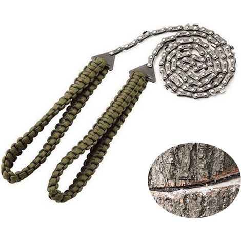 Tronçonneuse de poche de 27 pouces à 11 dents avec poignée en paracorde, équipement de survie d'urgence en plein air pour le camping, la randonnée, la coupe d'arbres en bois (1/5)