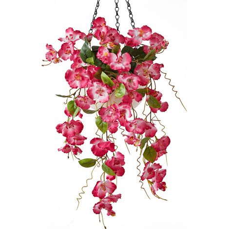 Hängende künstliche Pflanze – Begonien-Efeu 60 cm, langlebig, pflegeleicht, für Haus-, Balkon- und Gartendekoration, Rosa