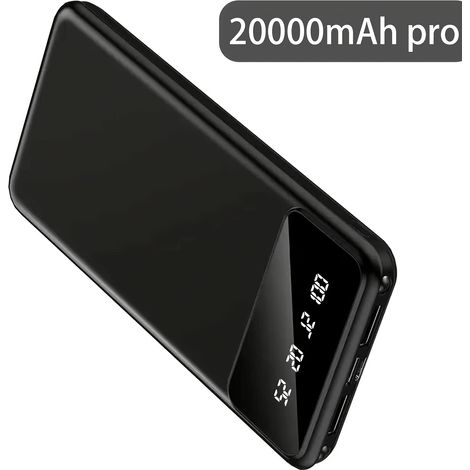 Batterie de Secours 20000mAh – Double Ports USB 5V. Pour Téléphones/Tablettes. Modèle (Noir 20000mAh). (1/5)