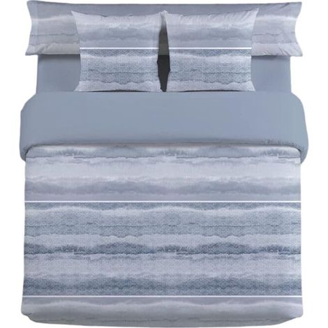 Housse de Couette Bleu Lit 180 cm Nina 100% Coton (1/4)