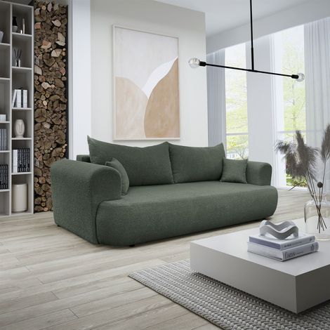 Sofa Schlafsofa 3-Sitzer ANIKE Stoff Now or Never Grüngrau (1/4)