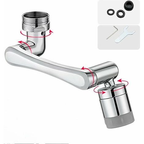 Multifunktions-Auszieharmatur mit 1440°-Drehbereich, Wasserhahnfilter, 1080°-Luftsprudler mit zwei Wasserauslassarten für Küche und Bad – Silber (1/5)