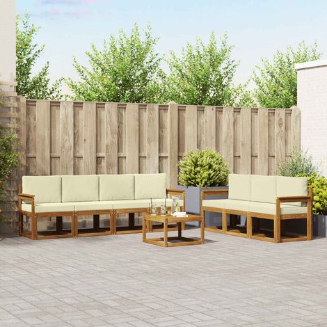 vidaXL Outdoor-Sofagarnitur mit Kissen 8 pcs Natur und Creme (1/5)