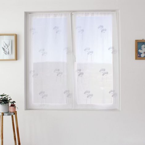 Paire de Voilages Brodés "Cosmos" 60x120cm Blanc