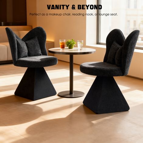 Fauteuil pivotant en velours chenille avec dossier papillon, sans accoudoirs (1/5)
