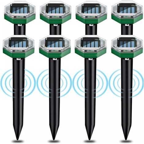Solar-Ultraschall-Maulwurfschutz 8 Stück, Solar-Ultraschall-Maulwurfschutz mit IP65-Wasserdichtigkeit, kann in Gärten, Terrassen und Rasenflächen zur Abwehr von Maulwürfen verwendet werden (1/5)