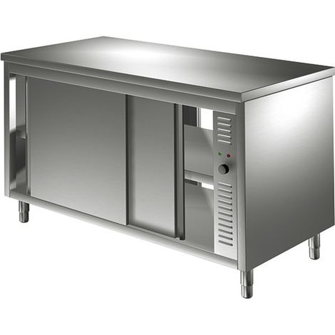 Meuble Inox Bas Chauffant Traversant - Portes Coulissantes - Gamme 600 - Virtus
