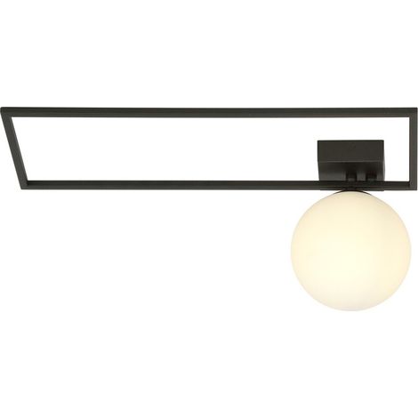 Lampada a Soffitto Imago, Acciaio verniciato a polvere, Vetro, Nero, Bianco, 50x21x18 cm (1/5)