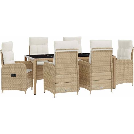 Juego de comedor para exteriores 7 pcs Beige y blanco crema vidaXL