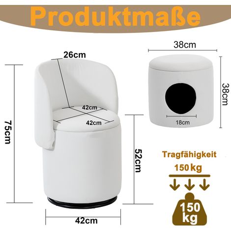Tabouret de maquillage rembourré pivotant 360° avec rangement intégré, chaise d'accent moelleuse pour chambre et salle à manger, multifonctionnel pour coiffure et repas. (1/5)