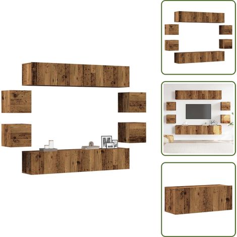 vidaXL Ensemble de meuble TV mural 8 pcs vieux bois bois d'ingénierie (1/5)