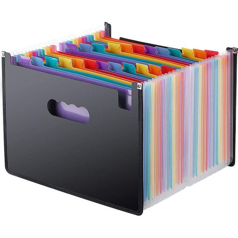 Carpeta extensible, 24 compartimentos, documentos A4, poliéster 700D, polipropileno, oficina y escuela (1/5)