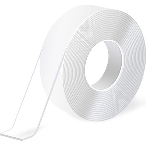 Ruban adhésif double face ultra-résistant - 3 m x 5 mm x 1 mm - Ruban nano - Ruban adhésif double face extra-fort - Ruban de fixation - Ruban multifonctionnel - Ruban transparent réutilisable - Ruban (1/5)