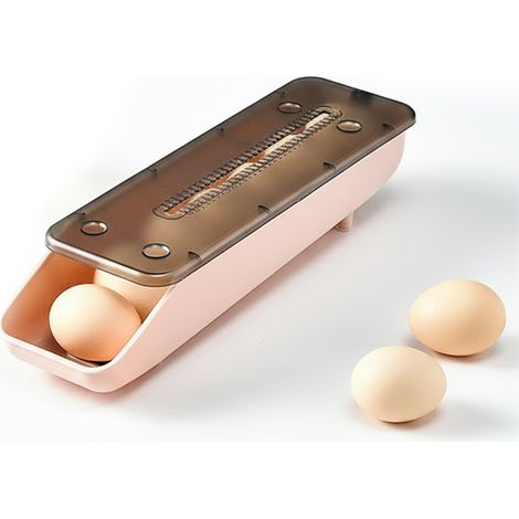 Caja Para Huevos - Caja Automática De Rodillo - Con Indicador De Fecha De Caducidad - Para Nevera Y Cocina - Apilable - 7 Unidades - Rosa - 33x9,2x7,5 Cm (1/5)