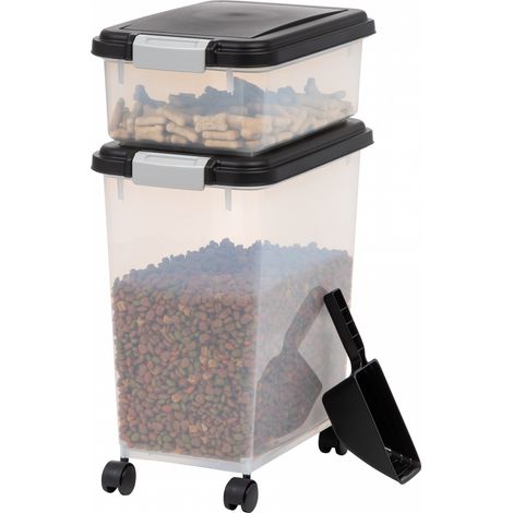 Iris Ohyama Contenedor pienso con ruedas, 30+10L, Negro, Contenedor comida perro, Pienso gatos, HermÃ©tica, para Mascotas, Transparente, Pet Food Container, Dog Food Storage, Libre de BPA, MP-8&MP-1
