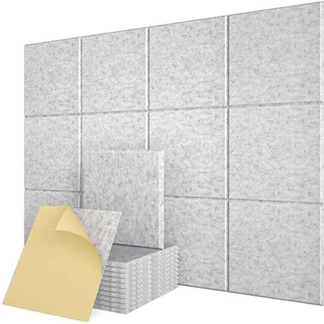 Set mit 12 selbstklebenden Filztafeln, 30 x 30 cm, für Wand- und Tischpinnwände, aus Kork – Hellgrau