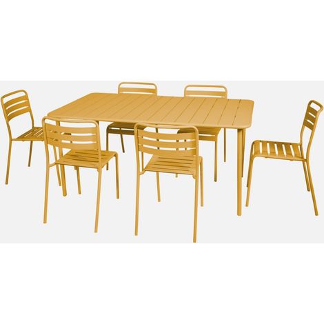 Set mesa de jardín bistró de acero con 6 sillas, 160cm (1/5)