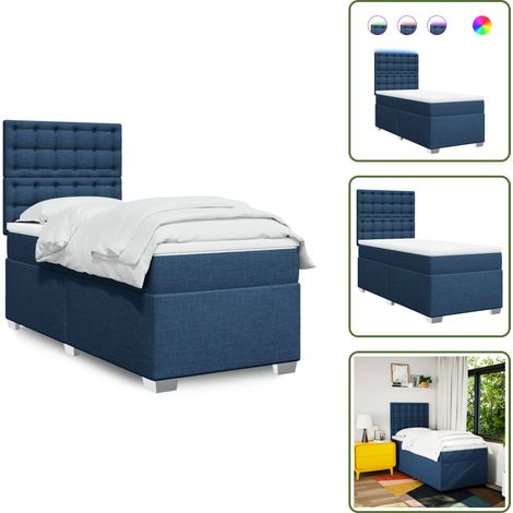 Boxspringbett mit Matratze Blau 90x190 cm Stoff - Boxspringbett - Doppelbett - Schlafsystem - Bettenrahmen - Liegefläche 90x190 Cm