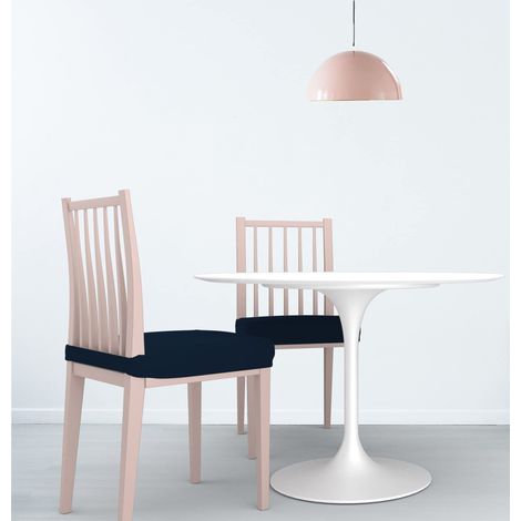 2 Coprisedie Senza Schienale PIU' BELLO - Tessuto Bielastico Estensibile, Lavabile in Lavatrice, Coprisedia Sedie da Ufficio e Sala da Pranzo - BLU SCURO (1/5)