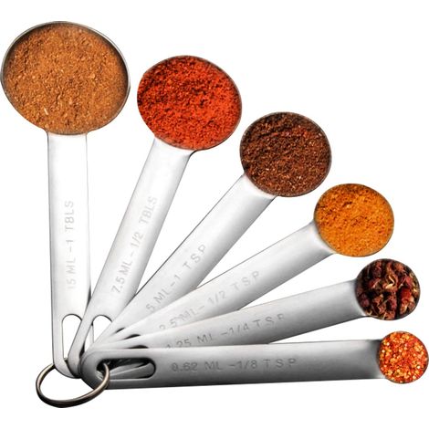 Sollbry 6PCS cuillères à mesurer - 1/8 TSP, 1/4 TSP, 1/2 TSP, 1 TSP, 1/2 Tbsp, 1 Tbsp Cuillère à soupe à mesurer en acier inoxydable pour ingrédients de cuisine (1/5)