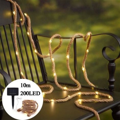 1 Guirlande lumineuse, 200 LED, Blanc chaud, Solaire, 10m, Extérieur, Jardin, Mariage (1/4)