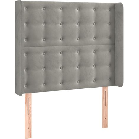 Testiera Testata del letto ad Orecchio Grigio Chiaro 93x16x118/128 cm in Velluto (1/4)